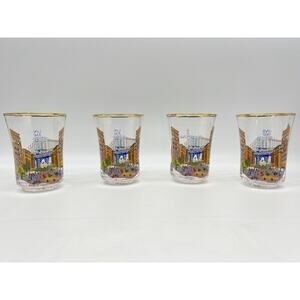 Anthropologie Holiday In The City Juice Glass Set of 4 Glasses New York City